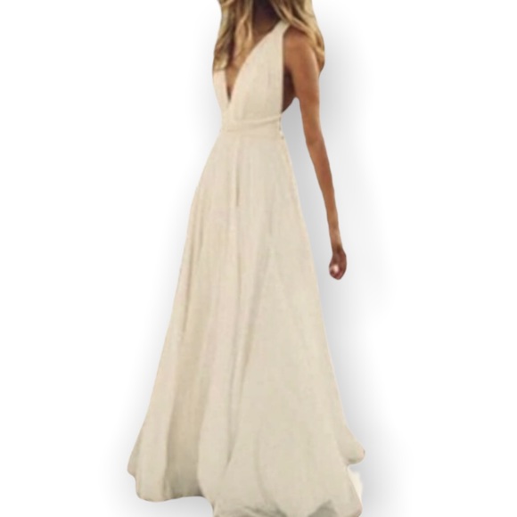 New Twobirds x BHLDN Ginger Convertible Sz B / Fits 14 - 24 Ivory Maxi Wedding - Picture 10 of 17